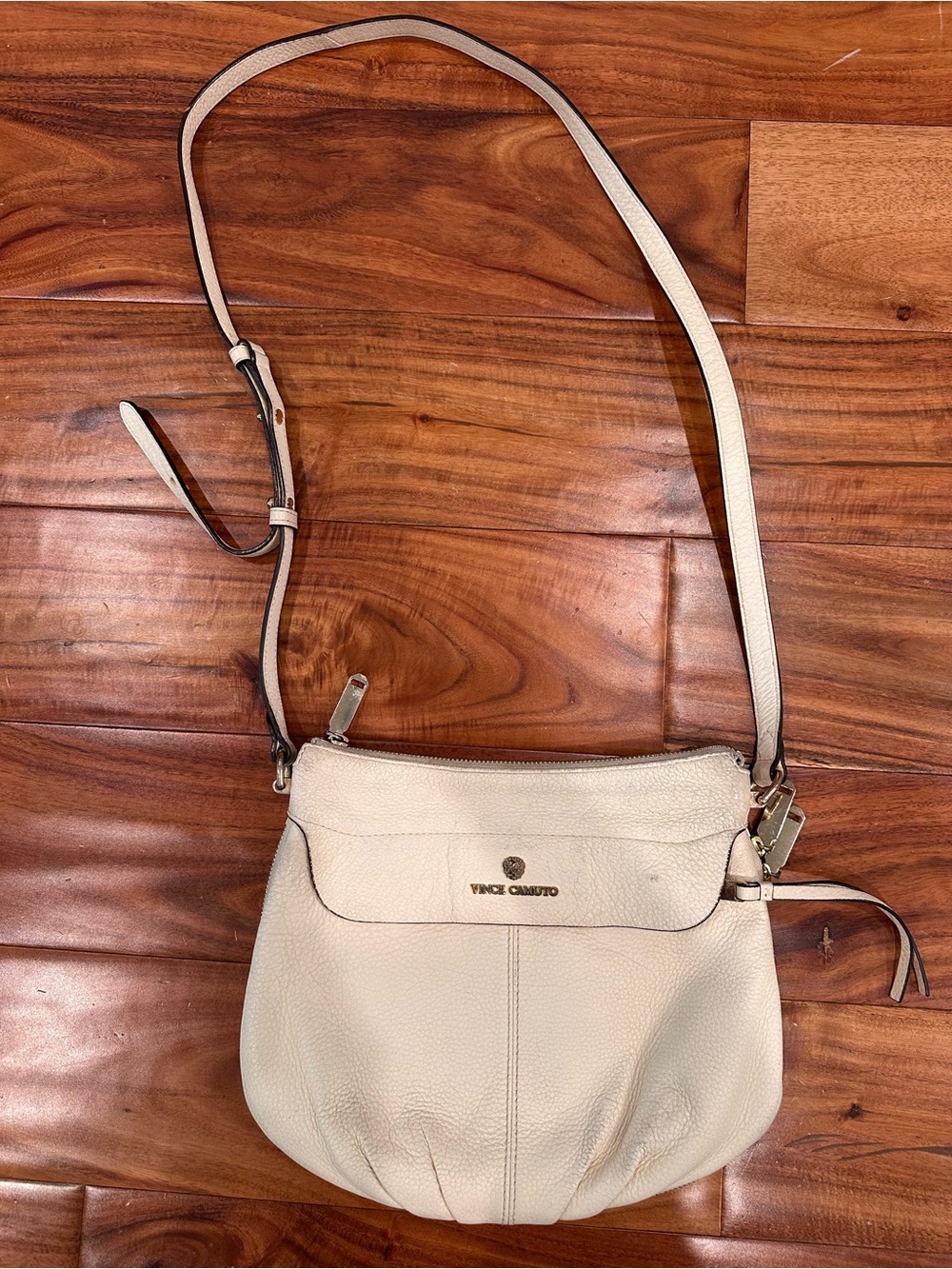 Vince Camuto ivory Pebbled Leather Crossbody